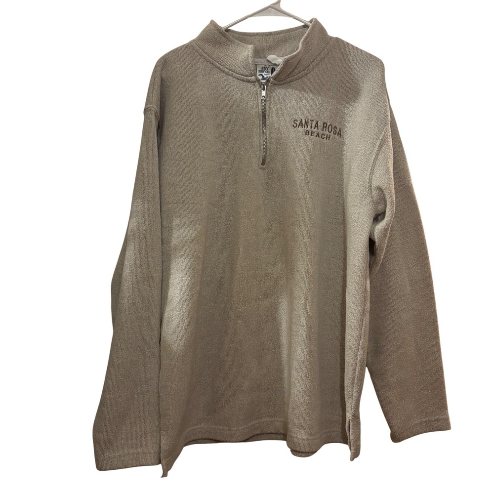 Santa Rosa Beach Florida Pullover XL Sweatshirt 1/4‎ Zip Beige Long Sleeve